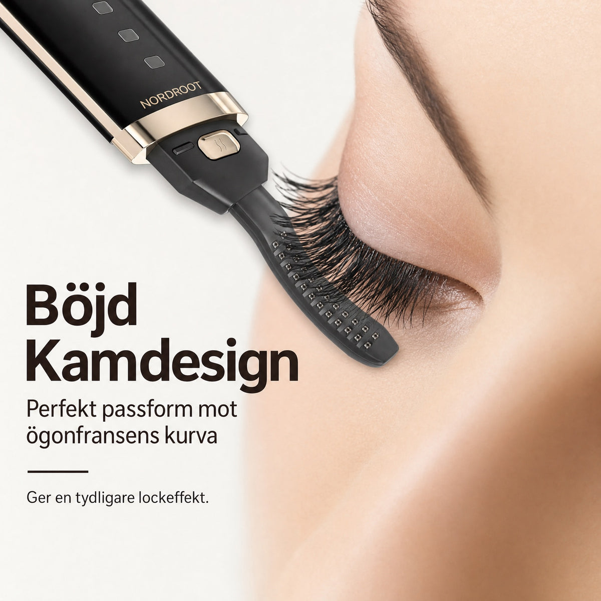 Nordroot Värmande Ögonfranslockare, böjd kamdesign
